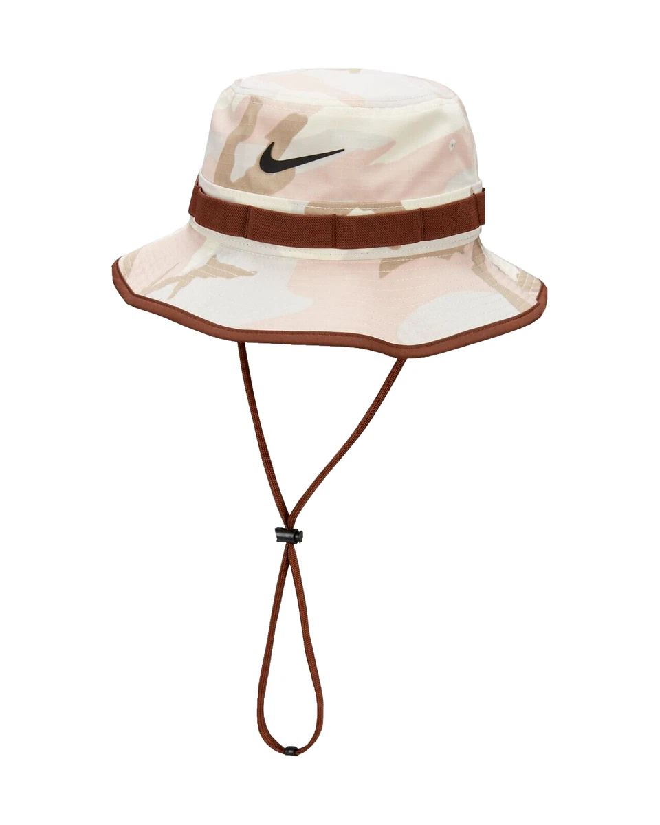 NEW NIKE [M] Adult Apex Camo Bucket Hat Coconut Milk/Cacao Wow/Black,  FB5622-113