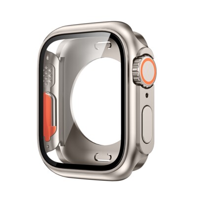 For Apple Watch 9 8 7 6 5 4 SE Silicone+Metal Band Strap Change to Ultra Case