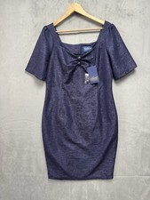 Collectif Vintage London Dolores Half Sleeve Retro Pencil Dress Navy UK 20