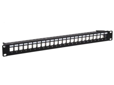 1U 19 Inch Black 24 Port Keystone Shielded Patch Panel UL Listed TAA Compliant