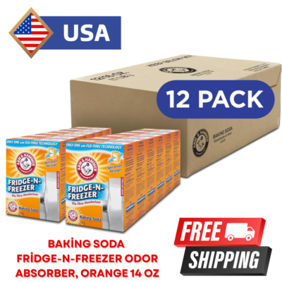 #ad 12 PCS ARM amp; HAMMER Baking Soda Fridge amp; Freezer Odor Eliminator Orange 14oz $19.60