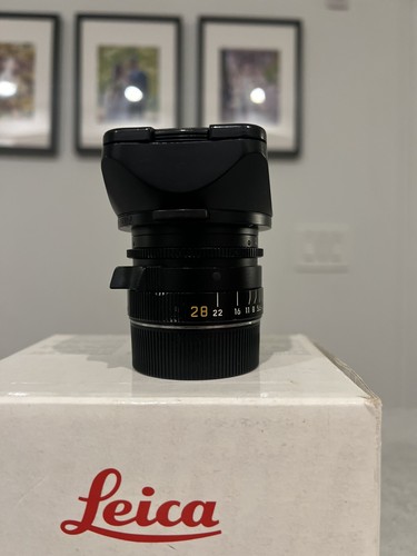 Leica Elmarit-M 28mm f2.8 E46 Lens #11809 Hood + Leather case + box vintage 90s - Picture 6 of 24