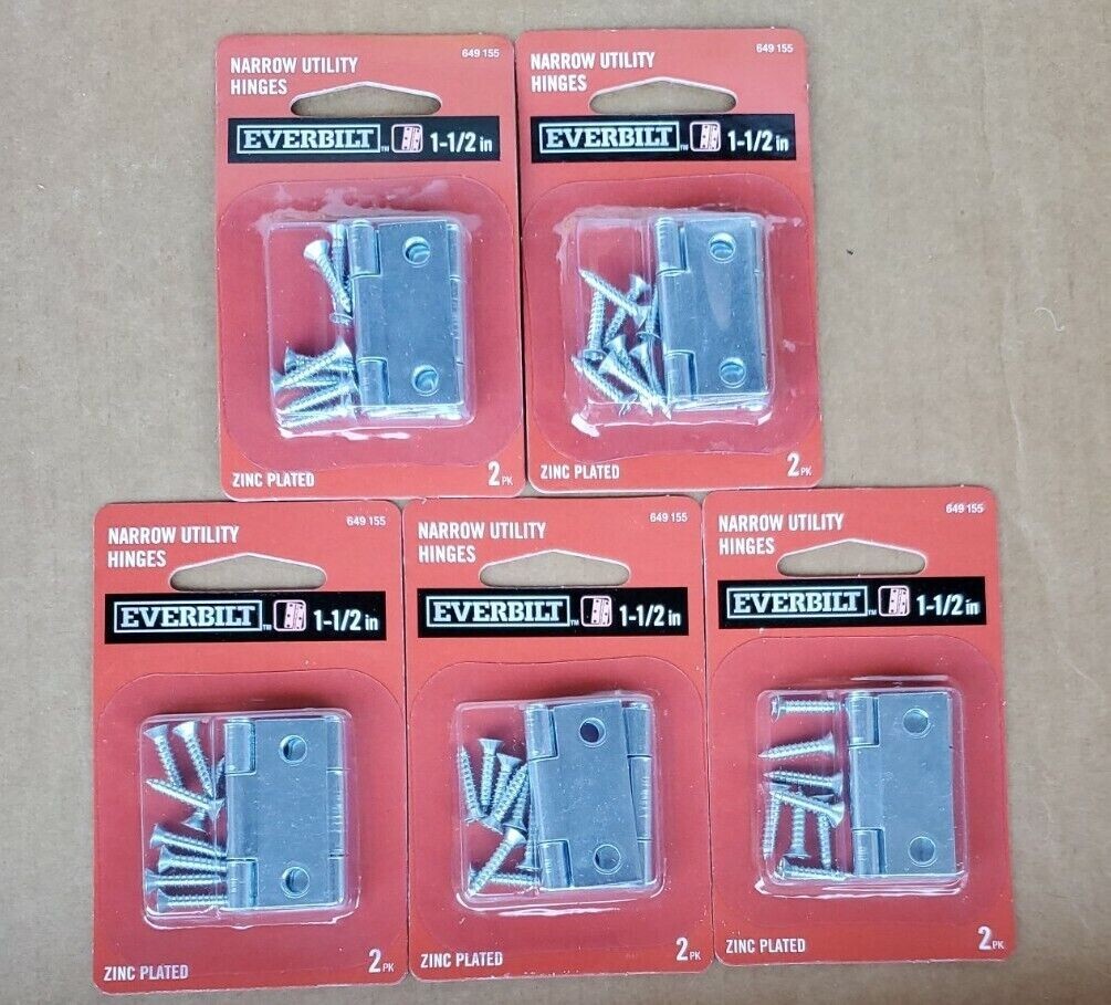 Everbilt 1-1/2 in. Zinc Plated Narrow Utility Hinges (5-Pack of 2 ) | eBay