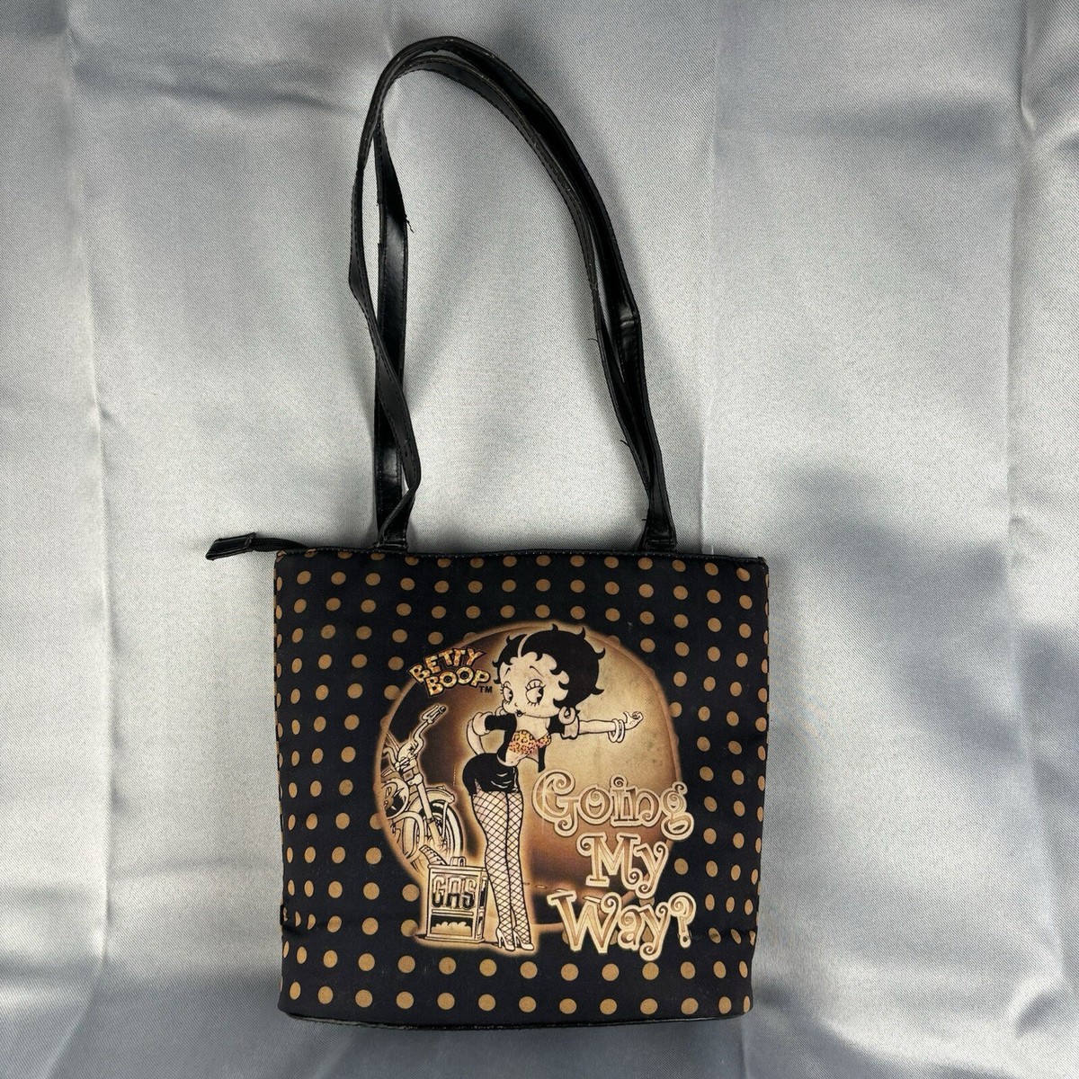 ★TOUT Y EST★ Betty Boop Baguette Leather Shoulder Bag 2 Co Betty Boop Biker Purse Book Bag Shopping Tote Purse Vintage
