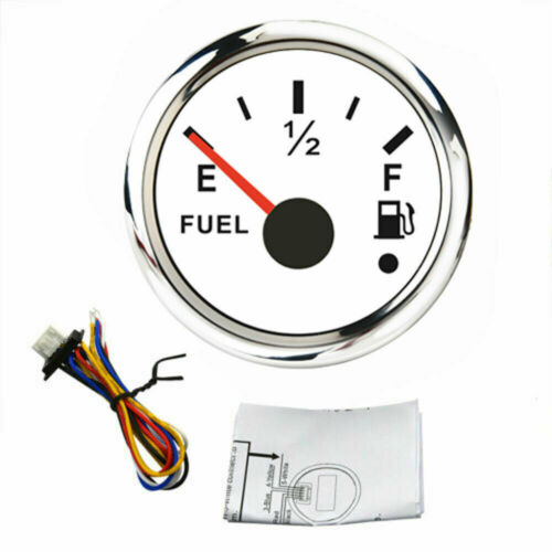 2'' 52mm fuel level gauge 240-33/0-190ohm white for car marine red led USA STOCK - Picture 1 of 7