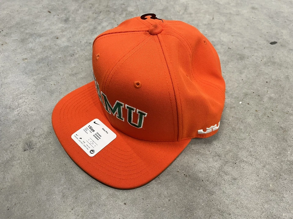 Gorra Florida A&M Rattlers FAMU Nike SnapBack Lebron Naranja Pro Billete Plano Nueva con Etiquetas Foto 2 de 4