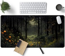 Dark Forest Desk Mat 31.5x15.7 Inch XXL Green Nature Large Gaming Mouse Pad