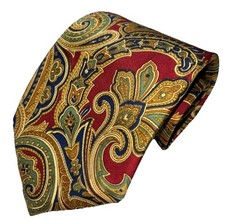 Vtg Brooks Brothers Paisley Neck Tie Red Gold All Silk Made In USA