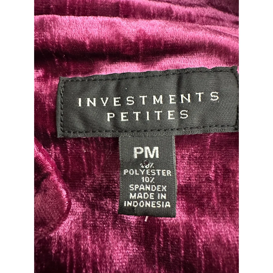 Investments Womens Y2K Velvet Blazer Size PM Black Minimalist Grunge Purple - Image 3 of 4