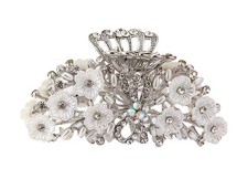 Vintage Metal Rhinestone Fancy Hair Claw Large Size Imitation Pearl Hair Jaw ...
