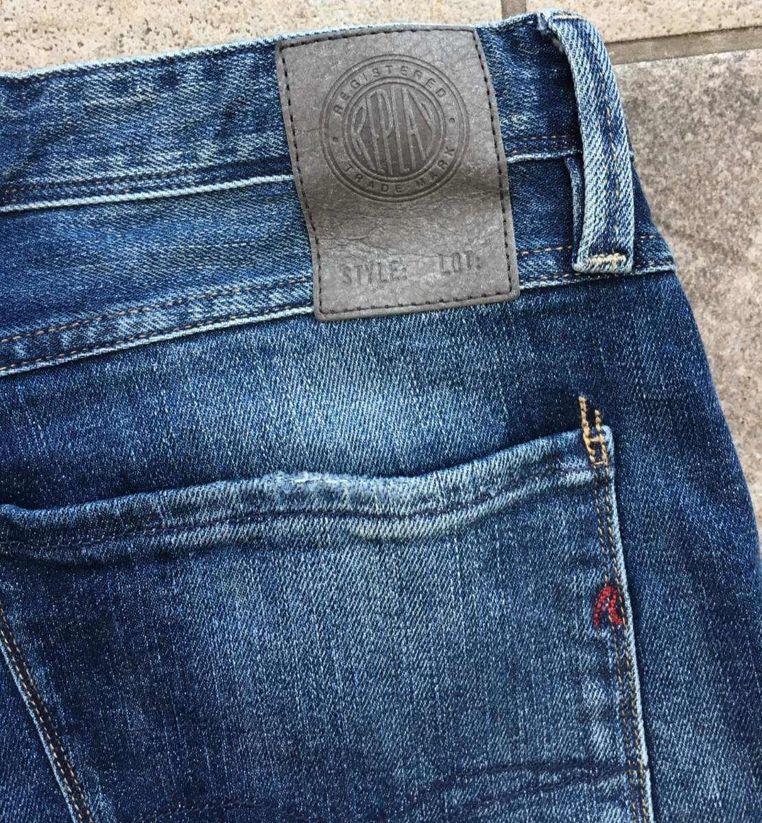 Mens Replay ANBASS M914 Slim Blue Aged Stretch Denim Jeans - Zip