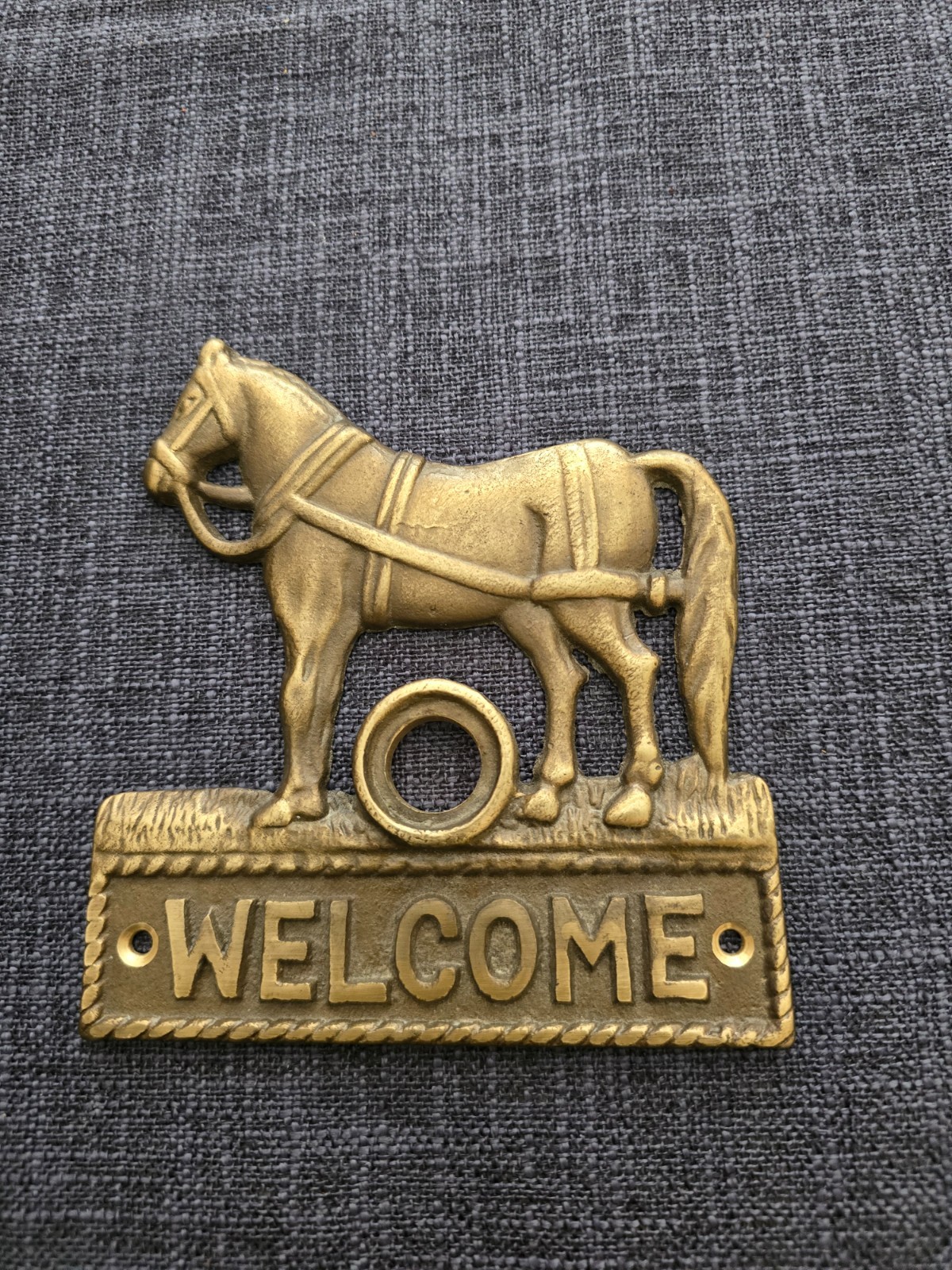 Vintage Solid Brass Horse Door Bell Cover Push Button Hardwire 1980’s