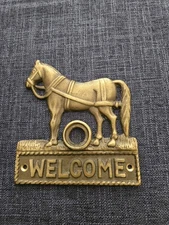 Vintage Solid Brass Horse Door Bell Cover Push Button Hardwire 1980’s