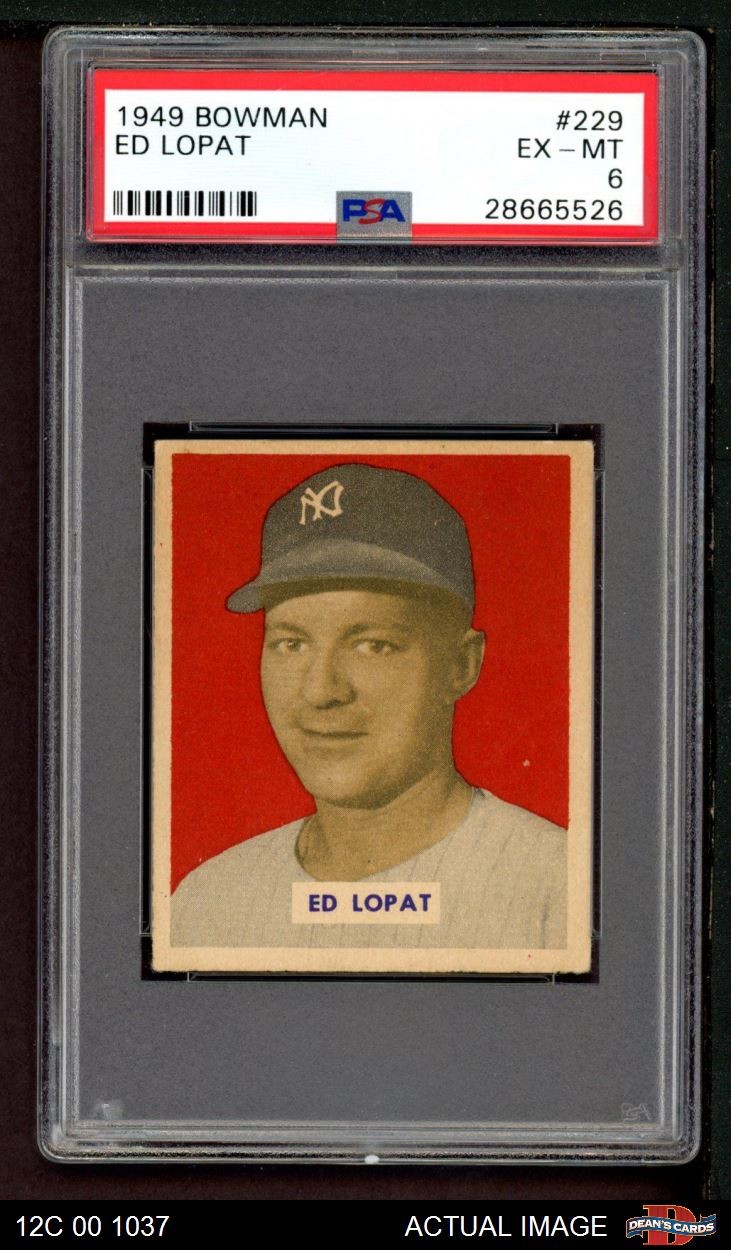 1949 Bowman #229 Eddie Lopat Yankees RC PSA 6 - EX/MT