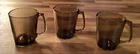 Vintage Pyrex 1400 Smoked Amber Glass 4” Mugs Cups Set of 3 Made In USA