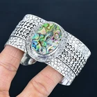 Abalone Shell Handmade 925 Sterling Silver Jewelry Cuff Bangle f729