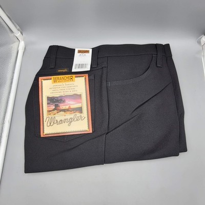 Wrangler Pants Men 38x34 Black Polyester Wrancher Dress Pants Boot Grandpa