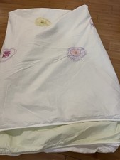 Elegant Floral Embroidered Twin XL Duvet Cover White Green 100 Cotton