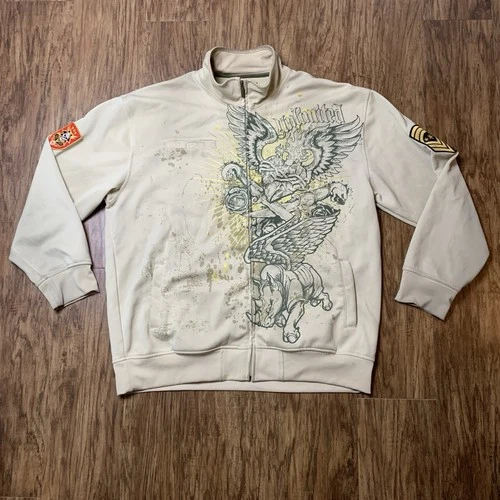 Ecko Unltd Military Track Jacket Mens Size 2XL Full Zip AOP Graffiti Y2K XXL - product listing photo