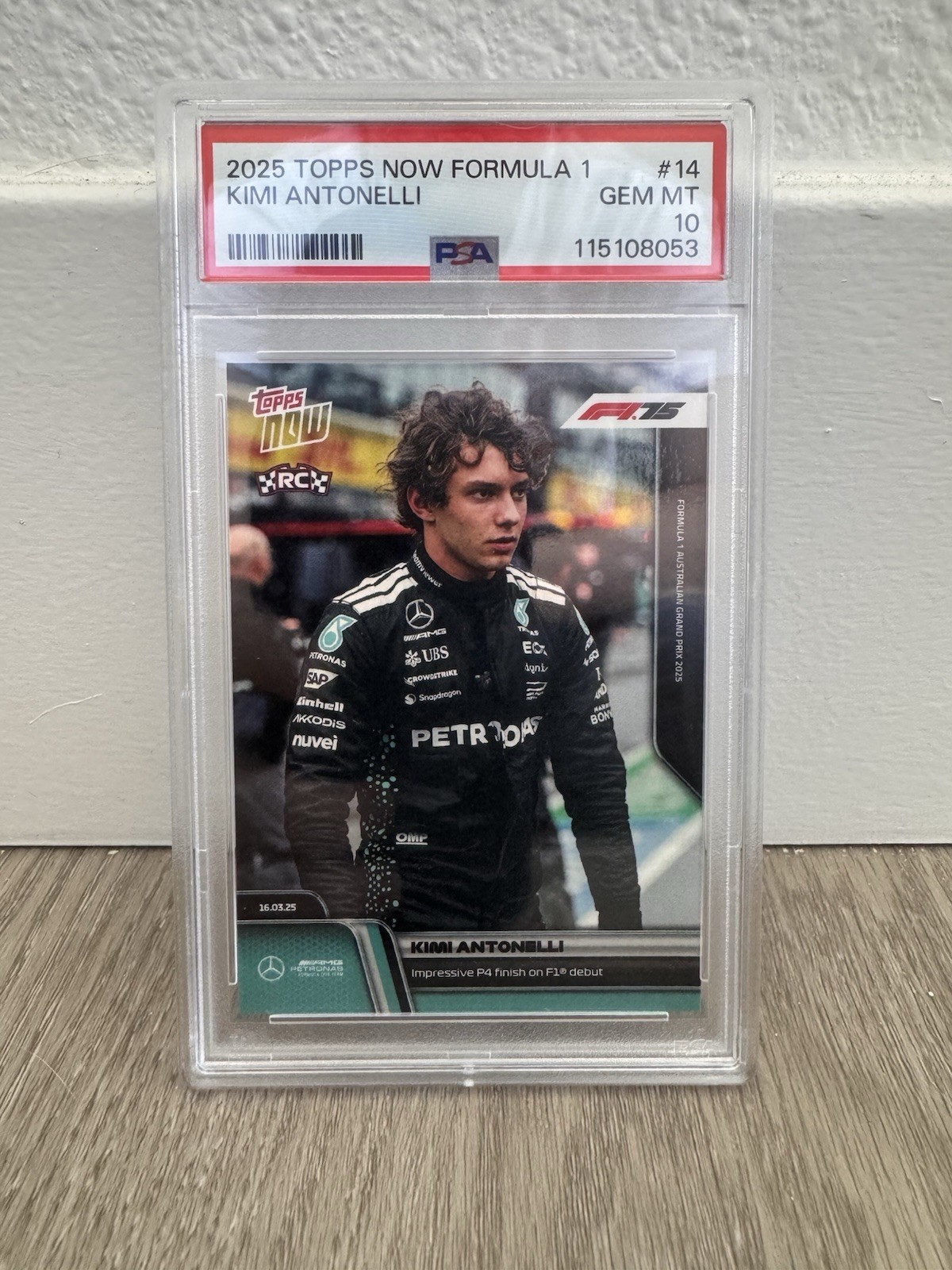 2025 TOPPS NOW FORMULA 1 #14 KIMI ANTONELLI ROOKIE RC PSA 10