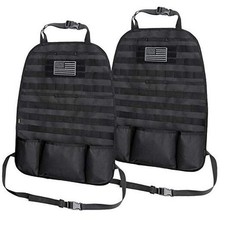 Car Seat Back Organizer, Tactical Molle Vehicle Panel Black - 2 packs