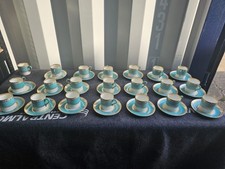 Demi Tasse Espresso Coffee Cups & Saucers Wedgwood Ulander Powder Turquoise