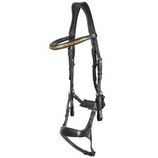 NWT NEW Horze Stewart Black Gold Brow-band Anatomical Horse Bridle 199