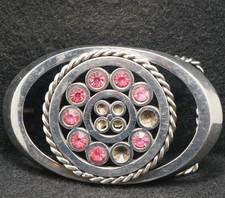 XD29158 VINTAGE 1970s MACHINE SHOP MADE  GROUP OF CIRCLES  UNISEX BELT BUCKLE