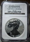 2006 P Reverse Proof American Silver Eagle Dollar 20th Anniversary Set NGC PF70