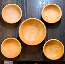 Shore Woodcraft Hand Turned Wooden Salad Bowl Set Of 5 Craft Artisan Serving