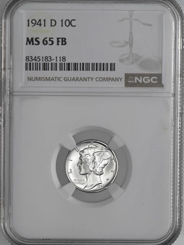 1941-D  10C  MERCURY SILVER DIME  "FULL BANDS"  NGC MS65 FB  #8345183-118