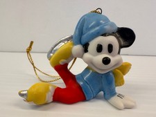 Vtg - Porcelain Schmid Mickey Mouse Ice Skating- Walt Disney Co Hanging Ornament