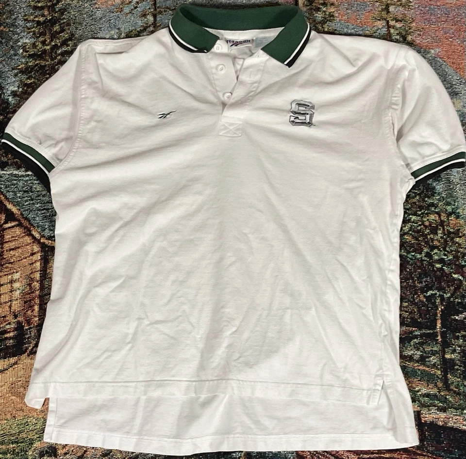 Винтажная мужская рубашка-поло Reebok Michigan State Spartans L 90-е вышивка блок S - Изображение 3 из 4