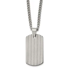 Tungsten Polished Dog Tag Necklace 22"
