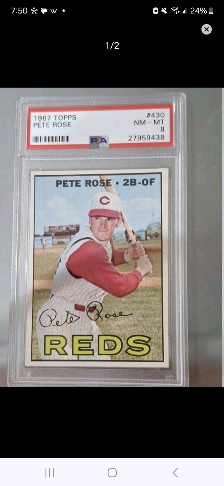 1967 TOPPS PETE ROSE, #430, PSA 8