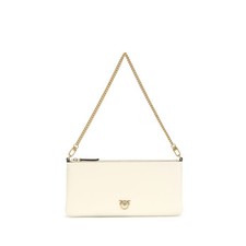 PINKO White Calf Leather Bos Taurus Shoulder Bag