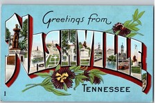 Nashville TN, Greetings from Nashville unposted postcard EC Kropp