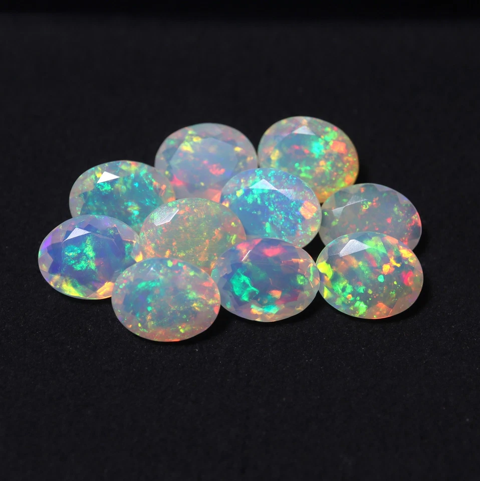 8x10 MM Oval Cut Natural AAAA Grade Flashy Multi Fire Faceted Ethiopian Opal - Image 3 of 4