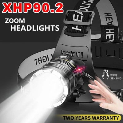  Upgrade Headlamp Sensor XHP90 Fishing Headlight By 18650 Battery Flash