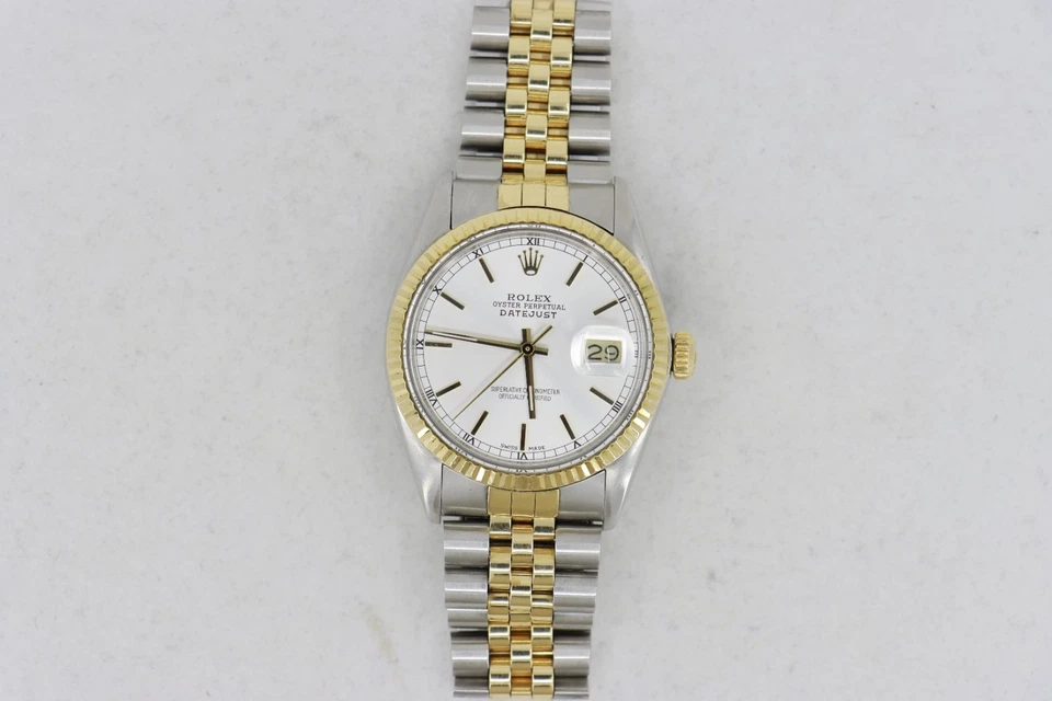 Rolex Datejust 16013 Silver Stick Dial Jubilee Band 36mm Fluted Bezel Circa 1987 - Image 2 of 4