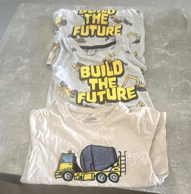 Jungen Set Gr. 98 3 tlg. Baustelle 1 Langarm Shirt + 2 Axel Shirts