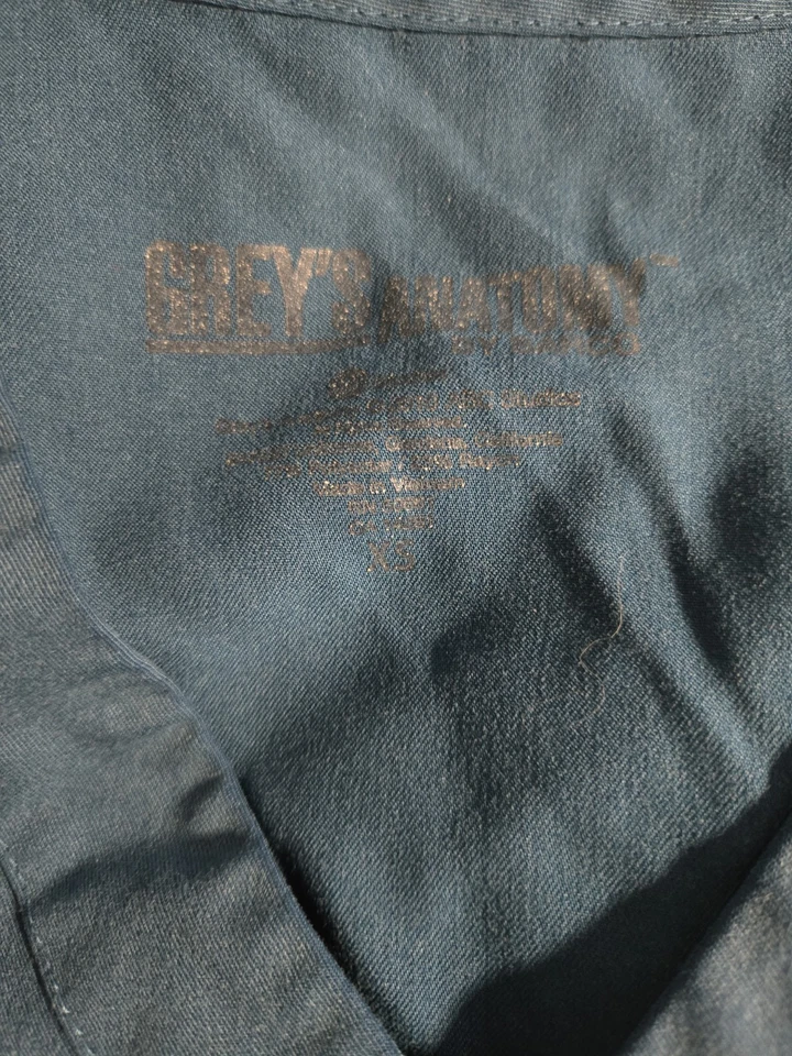 Grey's Anatomy Scrub Top Size-XS-Teal/Carribean Blue V-Neck-Chest 18.5" L 24.5" - Image 3 of 4