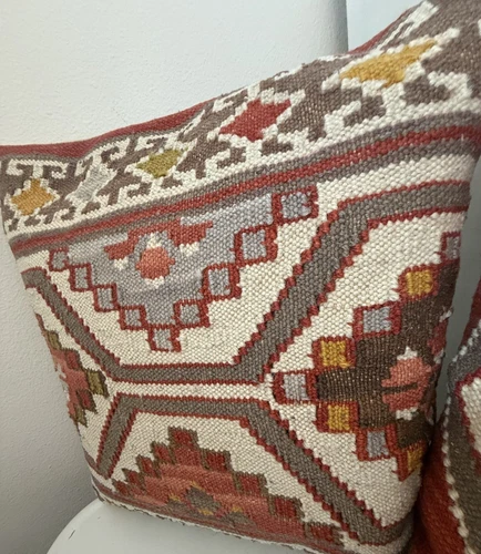 POTTERY BARN 西南编织 Kilim 羊毛枕头套装拉链 18 英寸 x 18 英寸 2 件套 - 第 5 张/共 19 张