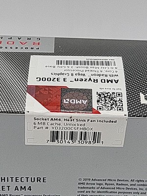 AMD Ryzen 3 3200G - 3.6GHz Quad Core (YD3200C5FHBOX) Processor for