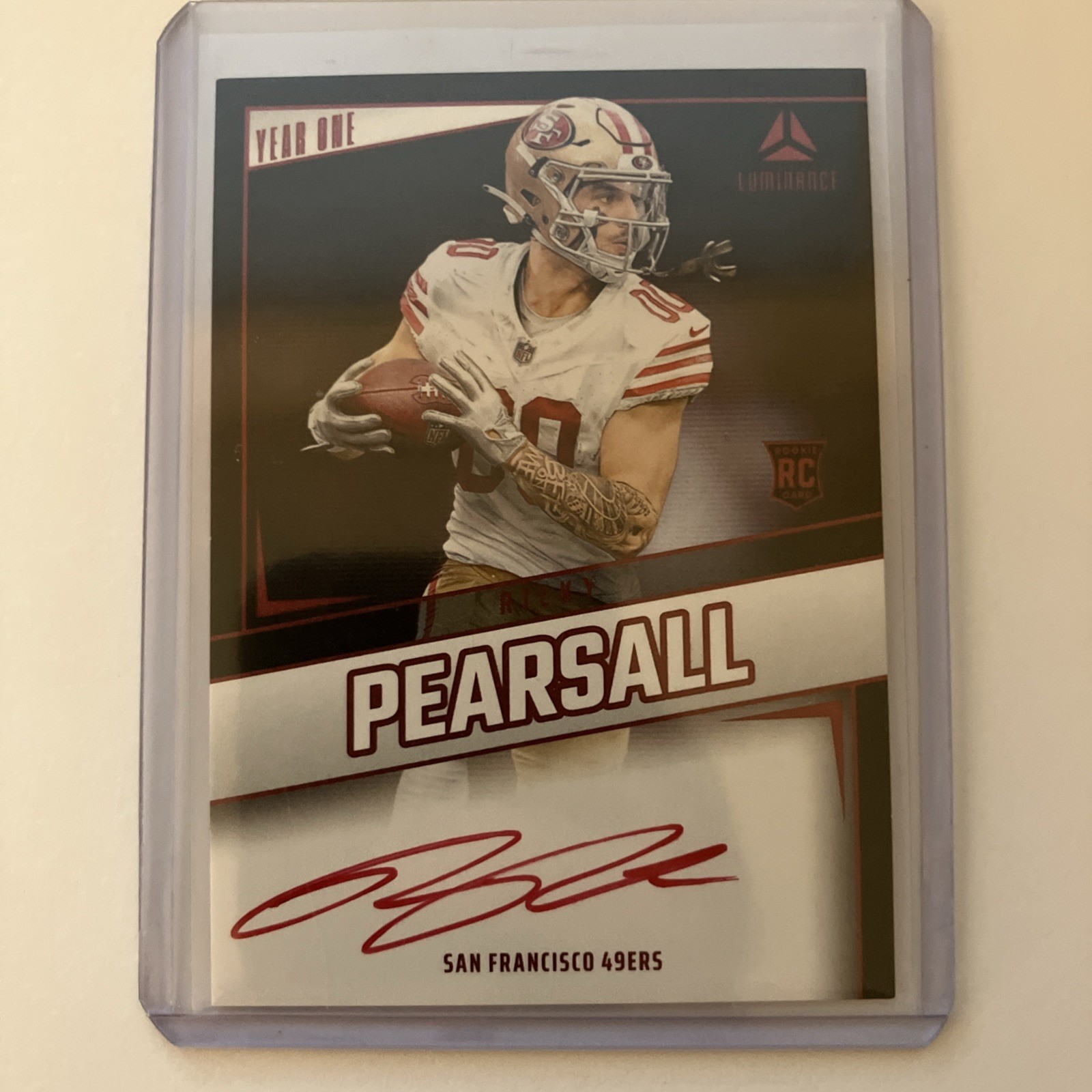 Ricky Pearsall 2024 Panini Luminance Year One RED INK SSP on card auto RC 49ers