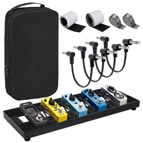 Small Guitar Pedal Board, 15x5.7x1.18", Aluminum Alloy Black Effects Mini Ped...