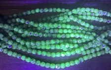 3mm Firepolish Green Picasso Czech Glass Uranium Beads 6inch Strand