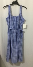 Free Assembly Womens Blue & White Belted Midi Dress Sleeveless Sundress XXL (20)