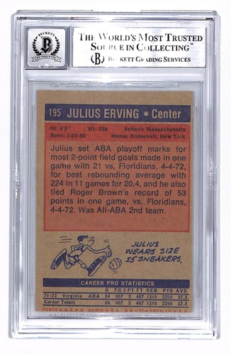 1972 Topps Julius Erving signed #195 RC Rookie BGS Authentic Auto 10 PRISTINE - Picture 2 of 2