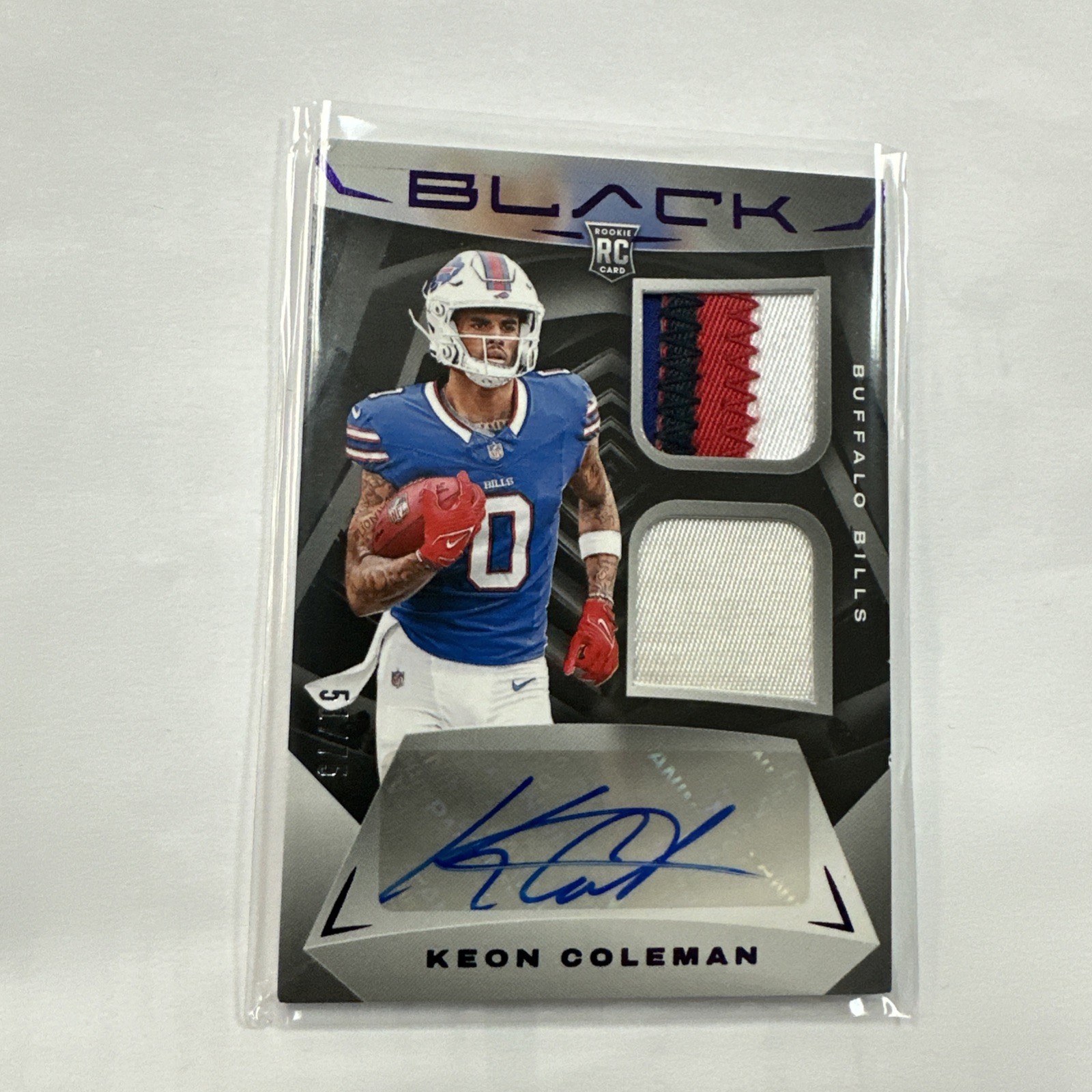 Keon Coleman Panini Black Rookie Signature Materials #RSM10 Royal